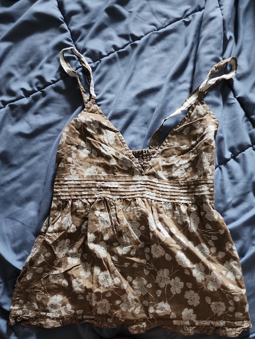 Abercrombie & Fitch Brown Floral Spaghetti Strap Babydoll Top